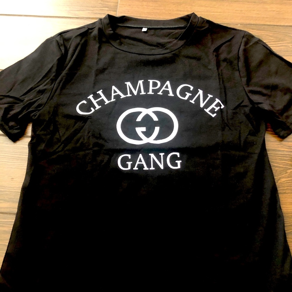 5 T-shirts -Champagne Gang women’s- Brand new, 1 small/ 3 medium/ 1 large